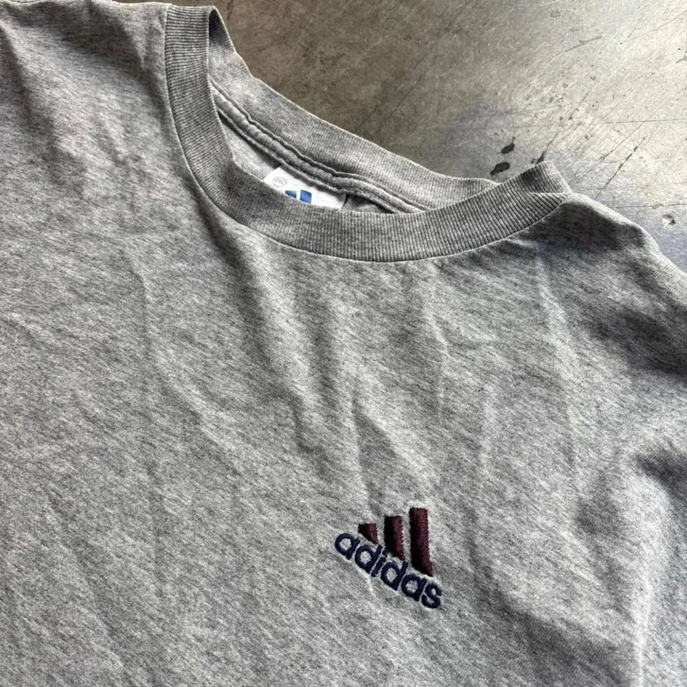 Adidas Long Sleeve Shirt‎ Vintage 90s Embroidered Logo Gray Mens 2XL